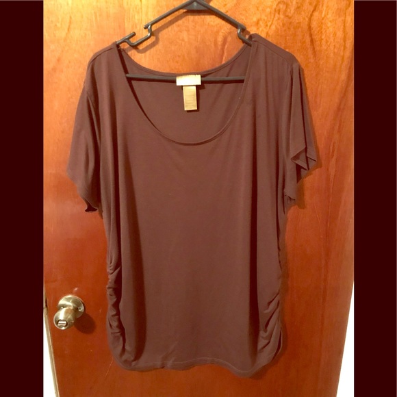 SOLD 3X Brown Short Sleeve Blouse - Picture 1 of 4
